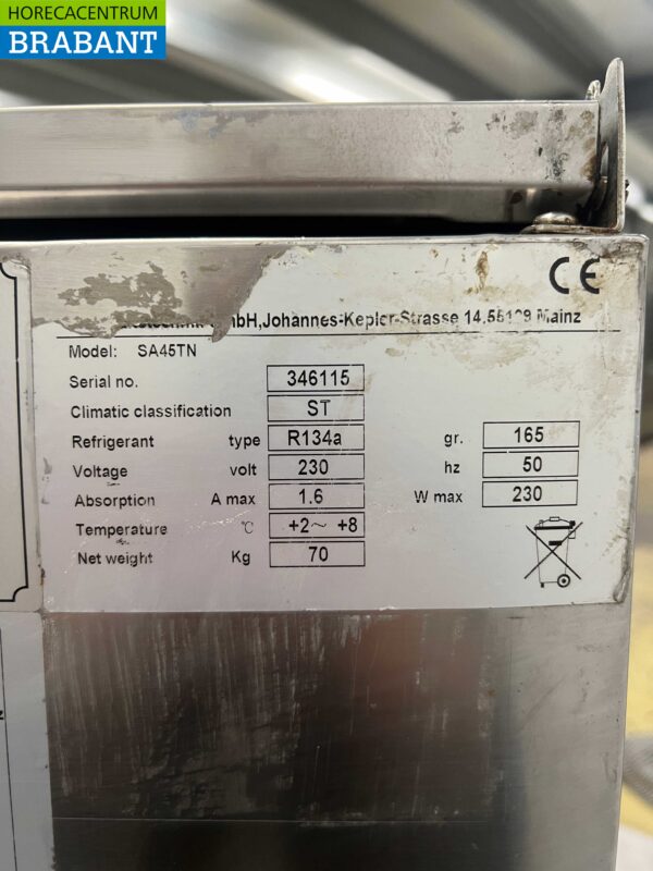Acier inoxydable KBS Refrigerated Countertop Saladette 2 portes 90.5 cm 230V Horeca – Image 7