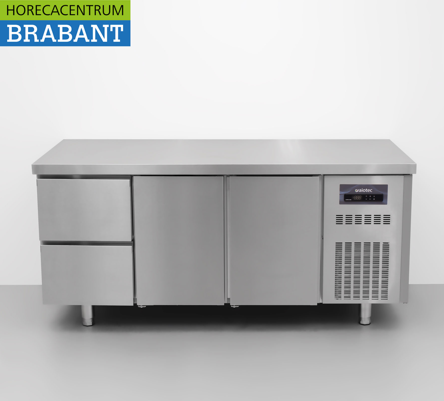 Établi réfrigéré Coreco Premium en acier inoxydable 2 tiroirs et 2 portes 1/1 gastronorm 179,5 cm Horeca