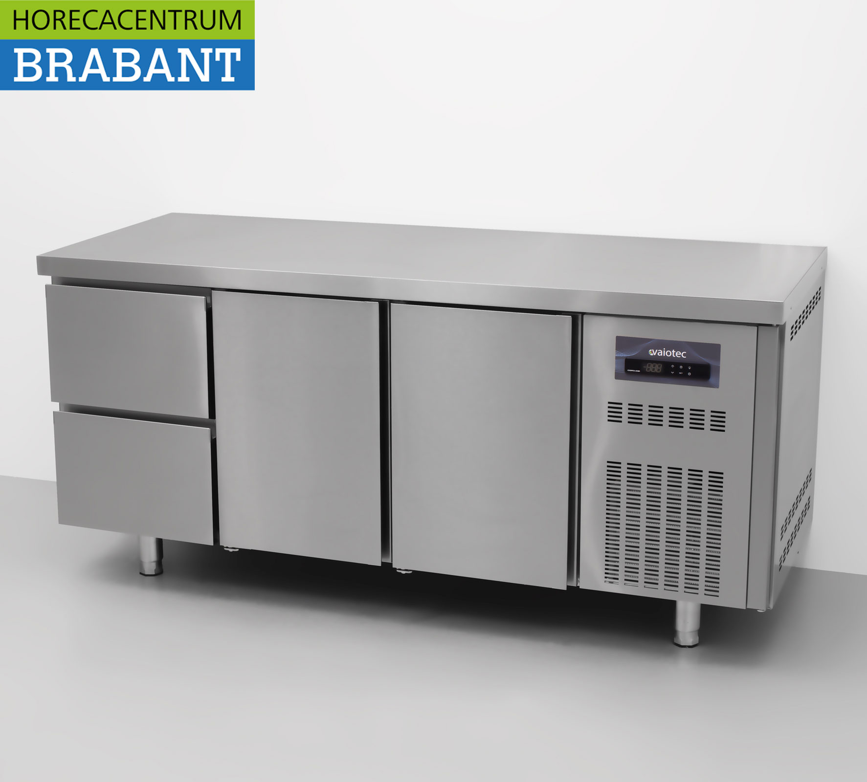 Établi réfrigéré Coreco Premium en acier inoxydable 2 tiroirs et 2 portes 1/1 gastronorm 179,5 cm Horeca – Image 2