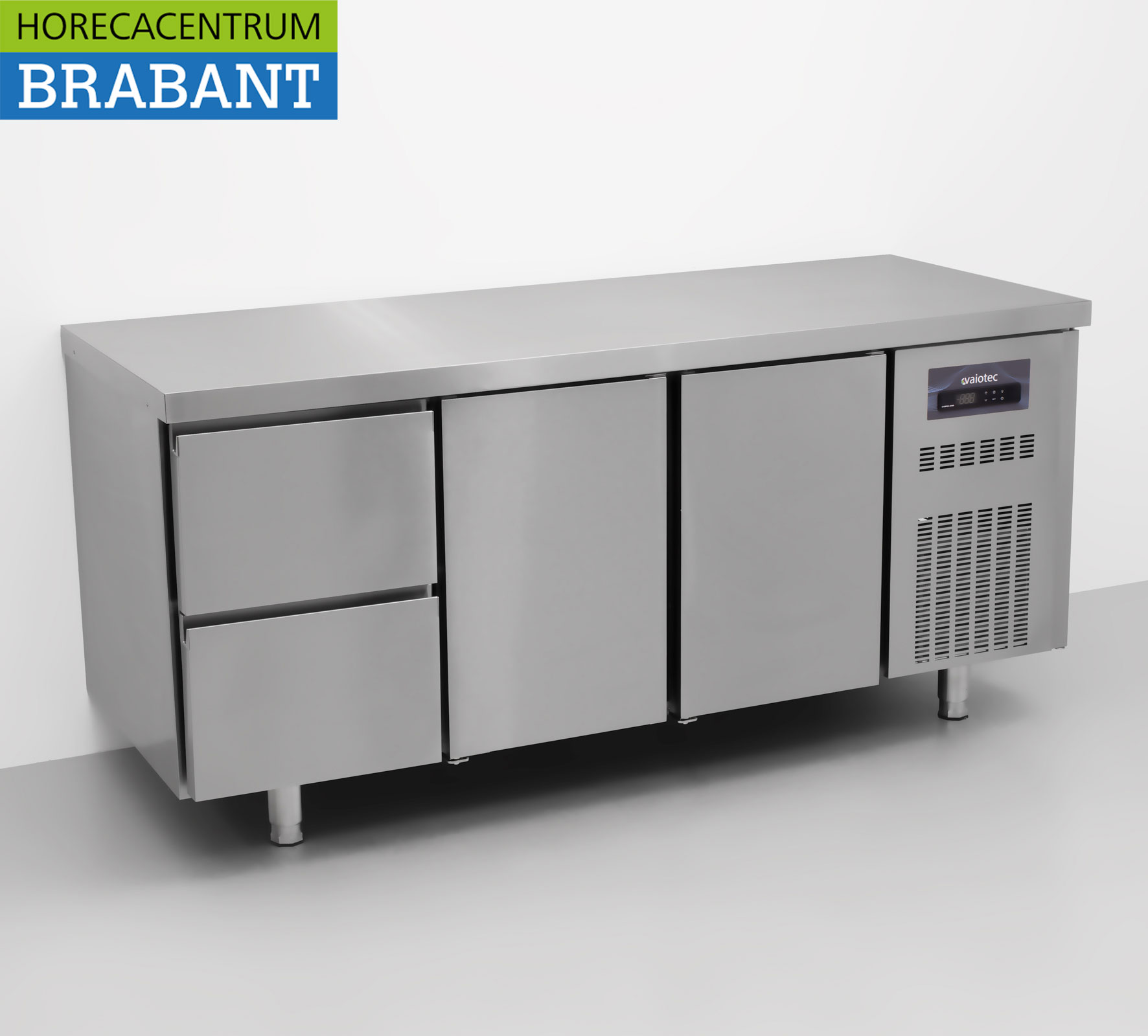 Établi réfrigéré Coreco Premium en acier inoxydable 2 tiroirs et 2 portes 1/1 gastronorm 179,5 cm Horeca – Image 3