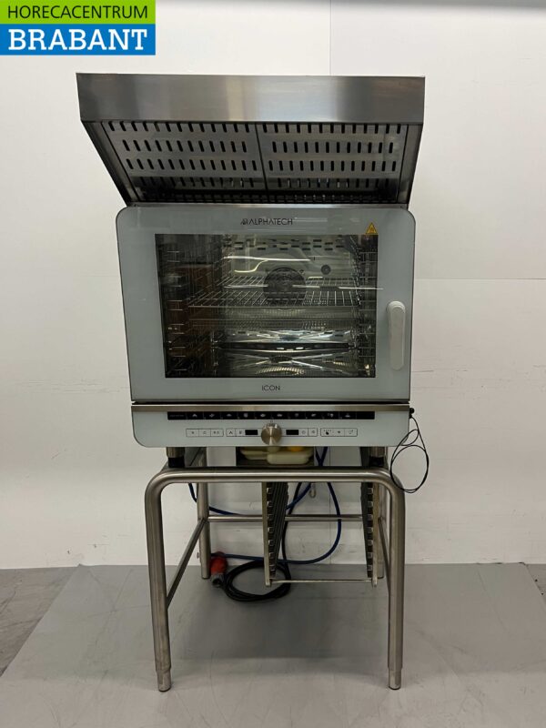 RVS Lainox ICEM051 Combisteamer Steamer 5 x 1/1 GN avec hotte aspirante et support 400V Horeca