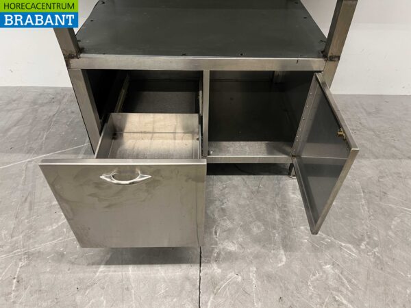 Acier inoxydable Table de travail Armoire de travail 2 portes 140 x 74,5 x 96 cm Restauration – Image 4