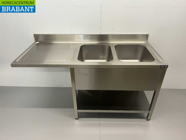 Évier en acier inoxydable double évier Premium-line 160 cm Horeca