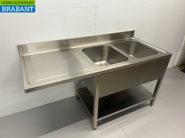 Évier en acier inoxydable double évier Premium-line 160 cm Horeca – Image 3