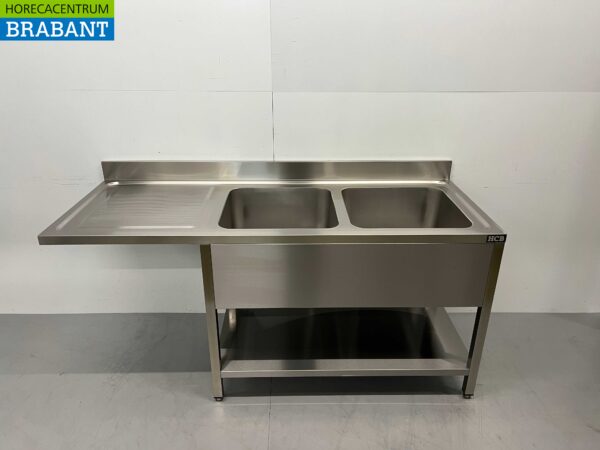 Evier en acier inoxydable double évier Premium-line 180 cm Horeca