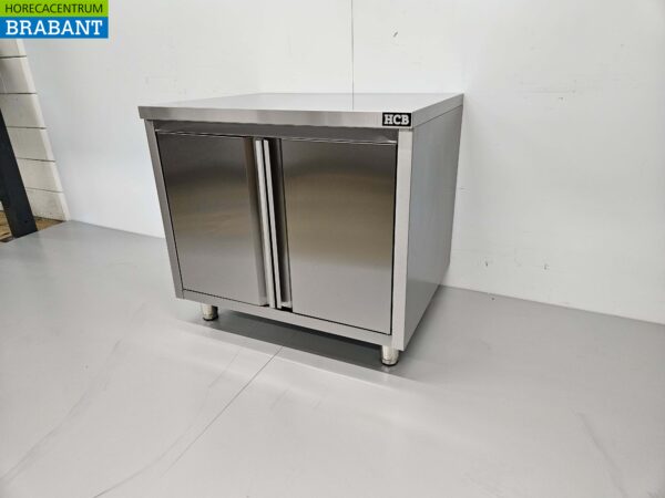 Armoire de travail en acier inoxydable 2 portes Premium-line 90 cm Catering – Image 2