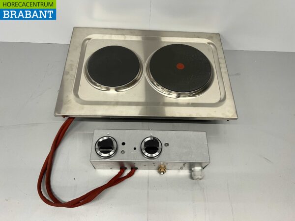 Plaque de cuisson électrique à encastrer Mareno 2 feux en acier inoxydable 40 cm 400V Horeca