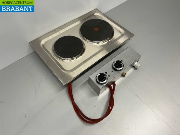 Plaque de cuisson électrique à encastrer Mareno 2 feux en acier inoxydable 40 cm 400V Horeca – Image 2