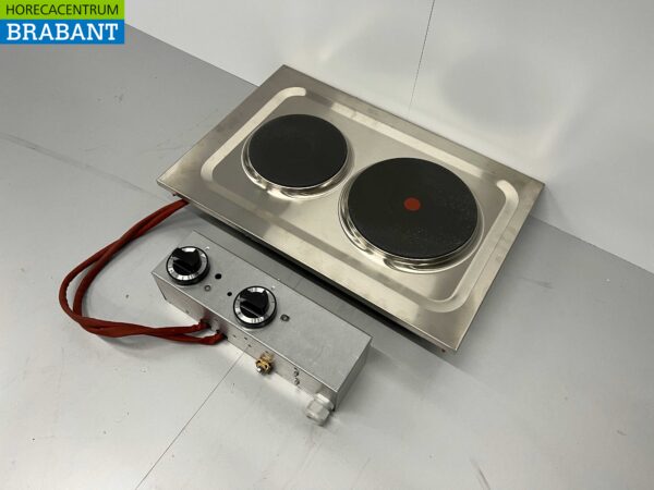 Plaque de cuisson électrique à encastrer Mareno 2 feux en acier inoxydable 40 cm 400V Horeca – Image 3