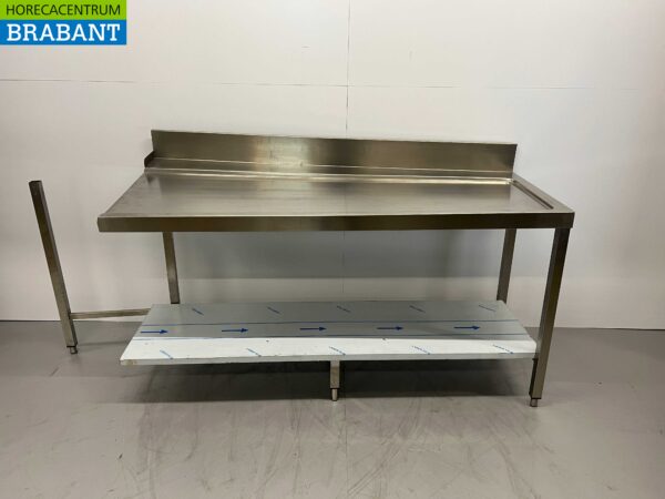 Acier inoxydable Table d'égouttage pour lave-vaisselle à poussoir 180 cm Horeca