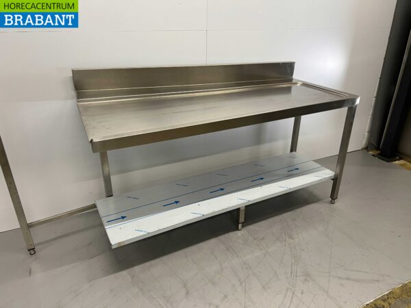 Acier inoxydable Table d'égouttage pour lave-vaisselle à poussoir 180 cm Horeca – Image 2