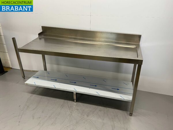 Acier inoxydable Table d'égouttage pour lave-vaisselle à poussoir 180 cm Horeca – Image 3