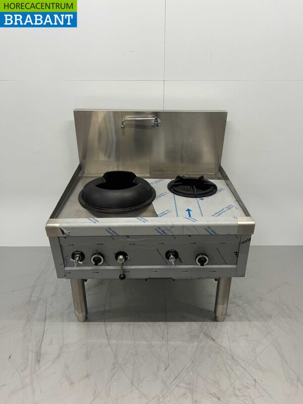 Table wok en acier inoxydable wok cooker 2 brûleurs 100 cm Gaz Horeca