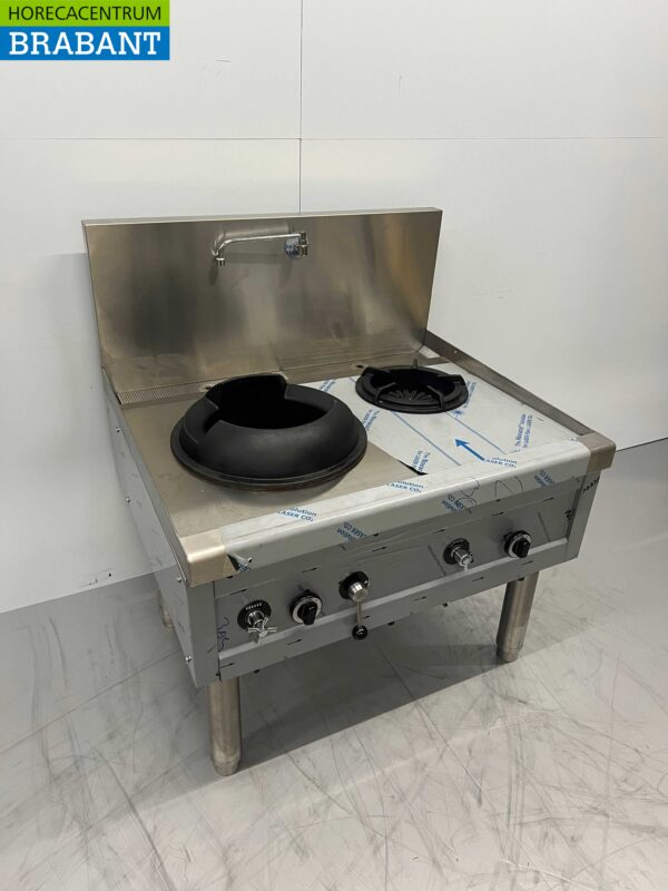 Table wok en acier inoxydable wok cooker 2 brûleurs 100 cm Gaz Horeca – Image 2