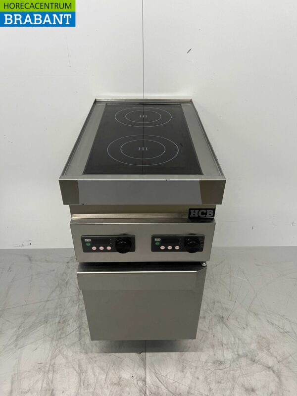 Plaque de cuisson à induction en acier inoxydable 2 brûleurs 7 kW 400V 40 cm