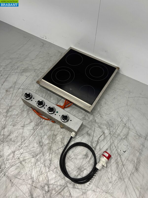 Mareno inox 4 brûleurs Drop-in Cuisinière céramique 60 cm 400V Horeca – Image 3