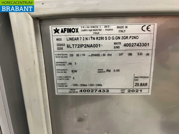 Etabli réfrigéré Afinox en acier inoxydable 2 portes 125.5 cm Bj. 2021 230V Horeca – Image 5
