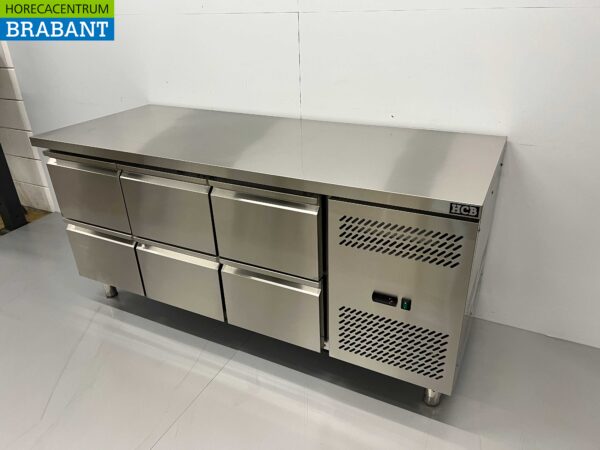 Établi réfrigéré HCB en acier inoxydable 6 tiroirs 179,5 cm 230V Horeca – Image 2