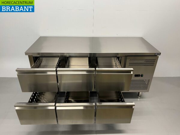 Établi réfrigéré HCB en acier inoxydable 6 tiroirs 179,5 cm 230V Horeca – Image 4