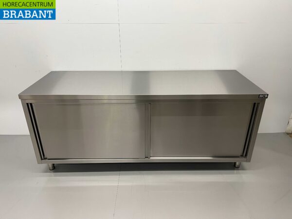 Armoire de travail en acier inoxydable 2 portes coulissantes Premium-line 200 cm Restauration