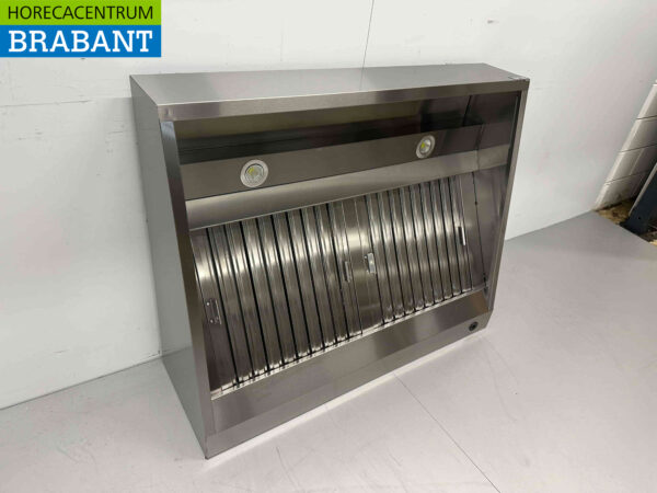 Hotte aspirante en acier inoxydable avec filtres à lamelles Premium-line 120 cm modèle incliné Horeca – Image 3