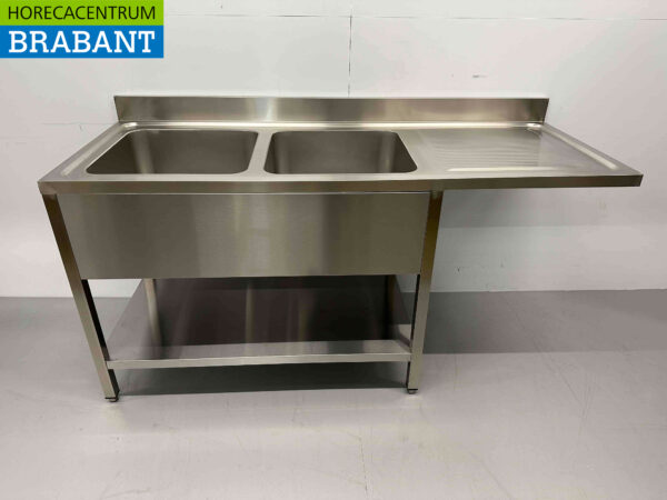 Evier en acier inoxydable double évier Premium-line 180 cm Horeca