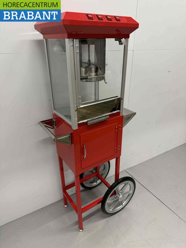 Machine à pop-corn Machine à pop-corn avec chariot rouge 230V Braderie Markt Horeca – Image 4