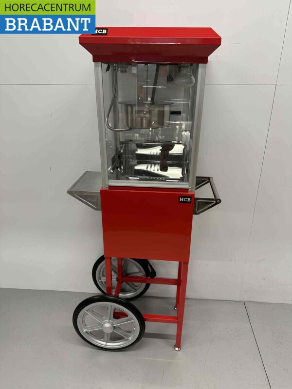 Machine à pop-corn Machine à pop-corn avec chariot rouge 230V Braderie Markt Horeca