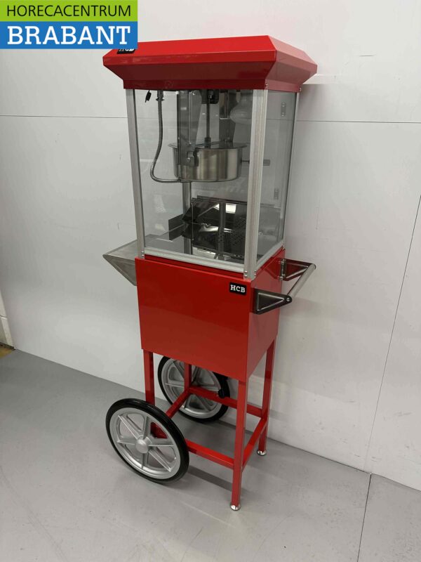 Machine à pop-corn Machine à pop-corn avec chariot rouge 230V Braderie Markt Horeca – Image 2