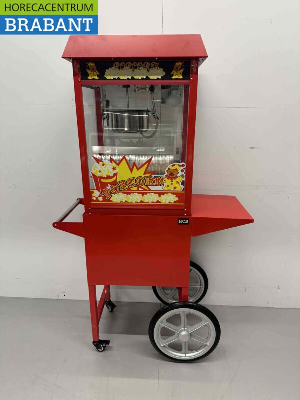 Machine à pop-corn de luxe Machine à pop-corn rouge avec support 230V Braderie Markt Horeca