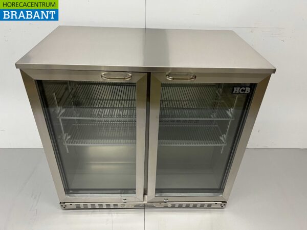 Acier inoxydable Backbar Bar Cooler Portes vitrées pliantes 218 litres 90 cm 230V Horeca
