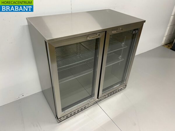 Acier inoxydable Backbar Bar Cooler Portes vitrées pliantes 218 litres 90 cm 230V Horeca – Image 2