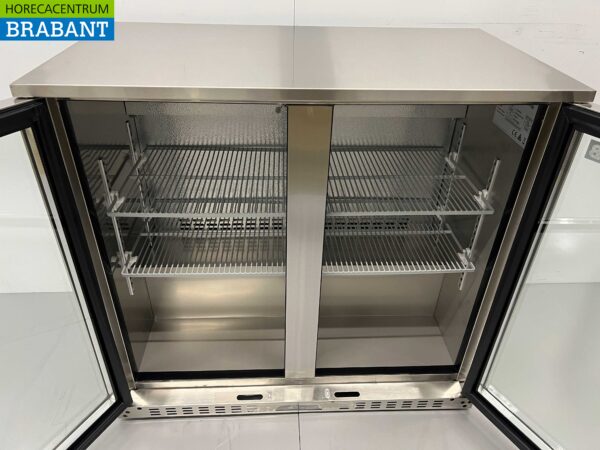 Acier inoxydable Backbar Bar Cooler Portes vitrées pliantes 218 litres 90 cm 230V Horeca – Image 4