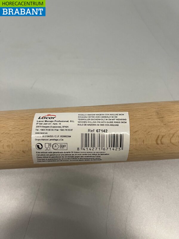 Lacor Rouleau à pâtisserie en bois avec anneaux de guidage 34 cm Restauration – Image 4