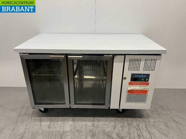 Acier inoxydable Polar Comptoir réfrigéré 2 portes en verre 136 cm 230V Horeca