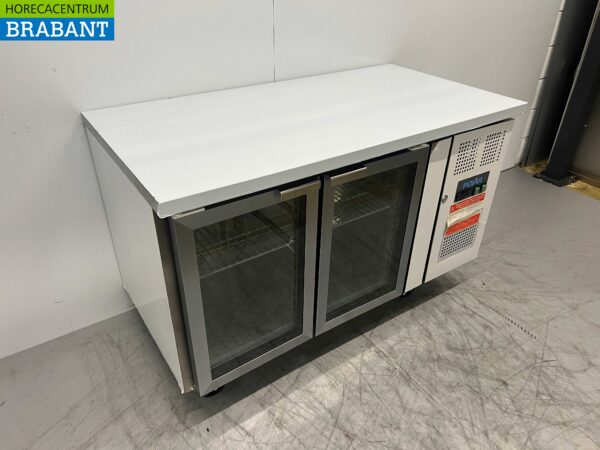 Acier inoxydable Polar Comptoir réfrigéré 2 portes en verre 136 cm 230V Horeca – Image 3