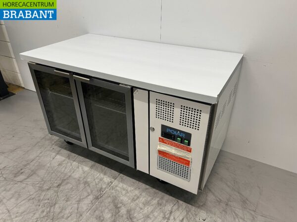Acier inoxydable Polar Comptoir réfrigéré 2 portes en verre 136 cm 230V Horeca – Image 2