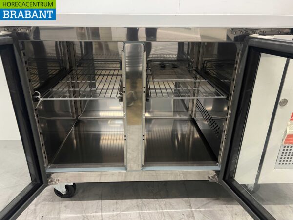 Acier inoxydable Polar Comptoir réfrigéré 2 portes en verre 136 cm 230V Horeca – Image 4