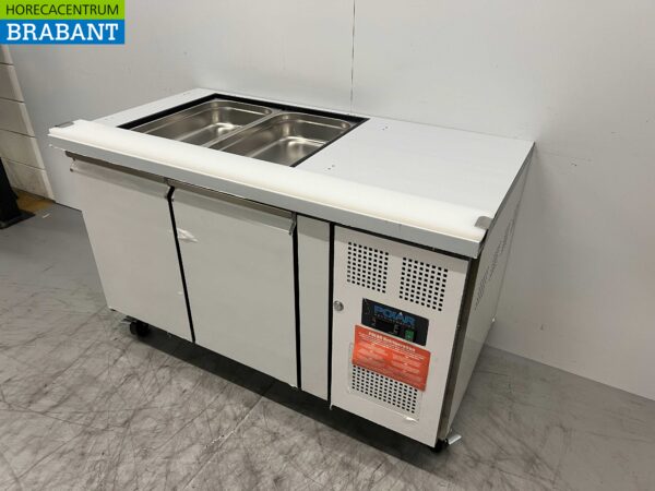 Acier inoxydable Polar Réfrigération Comptoir Saladette 2 portes 136 cm 230V Horeca – Image 3