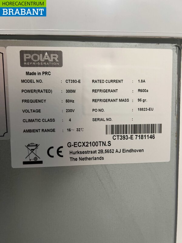 Acier inoxydable Polar Réfrigération Comptoir Saladette 2 portes 136 cm 230V Horeca – Image 6