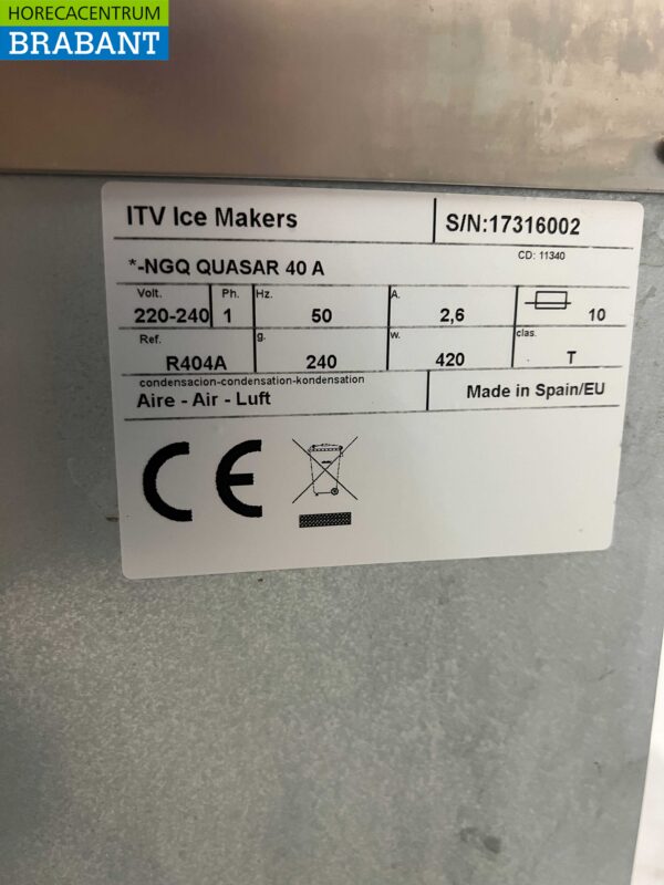 Machine à glaçons ITV Quasar en acier inoxydable Machine à glaçons 40 kg p/d 230V Horeca – Image 5