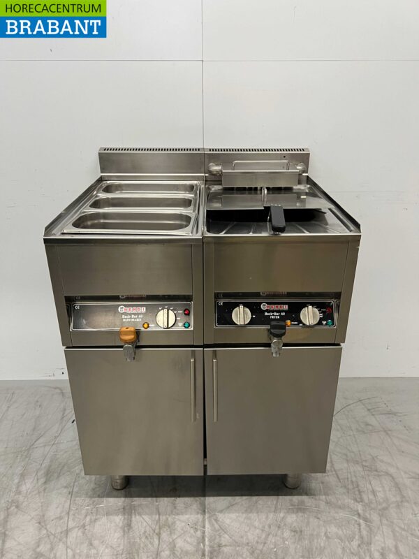 Hendi Cookersystem en acier inoxydable Ligne de cuisson avec friteuse 10L et bain-marie 74 cm Horeca