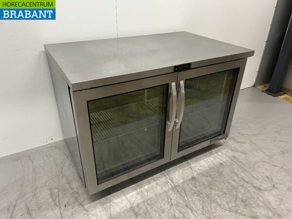 Établi réfrigéré mobile en acier inoxydable 2 portes en verre 122,5 cm 230V Horeca – Image 2