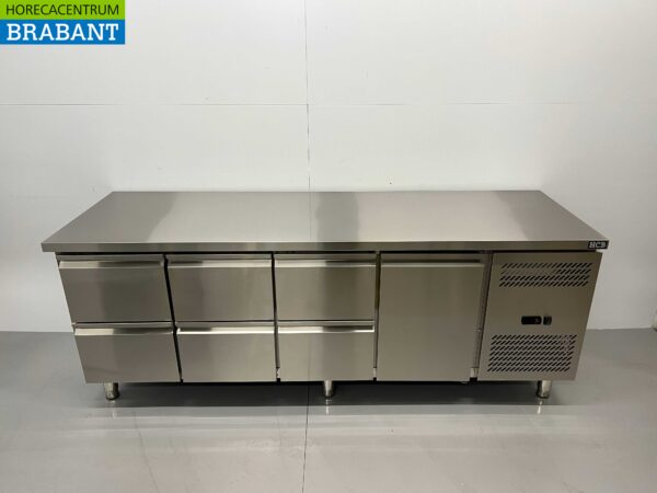 Établi réfrigéré en acier inoxydable 6 tiroirs et 1 porte 223 cm 230V Horeca