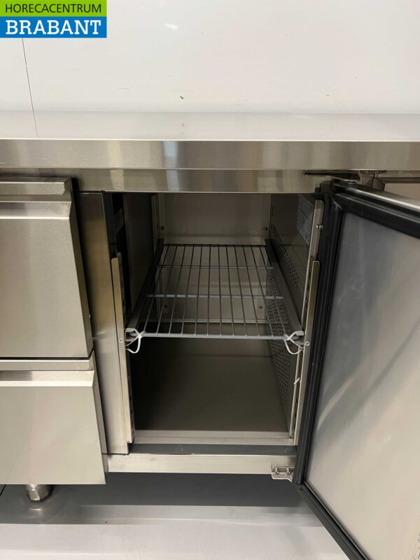 Établi réfrigéré en acier inoxydable 6 tiroirs et 1 porte 223 cm 230V Horeca – Image 5