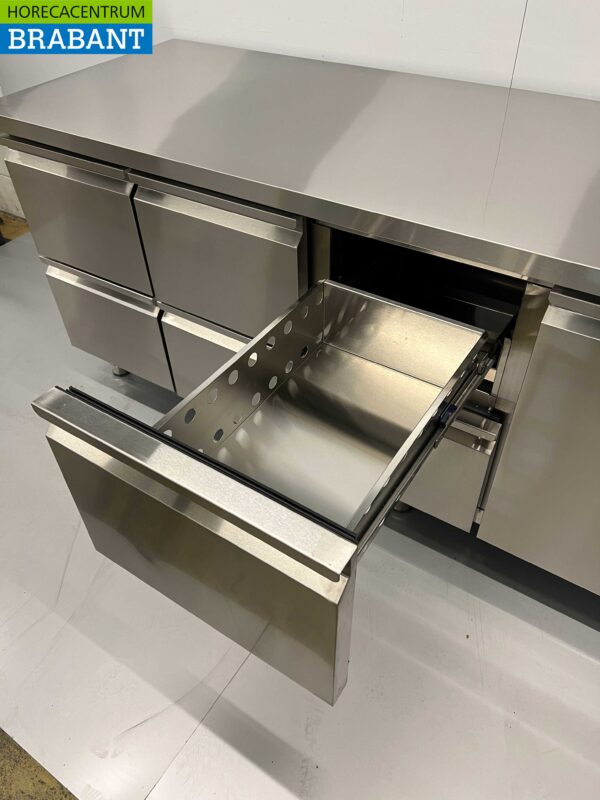 Établi réfrigéré en acier inoxydable 6 tiroirs et 1 porte 223 cm 230V Horeca – Image 6