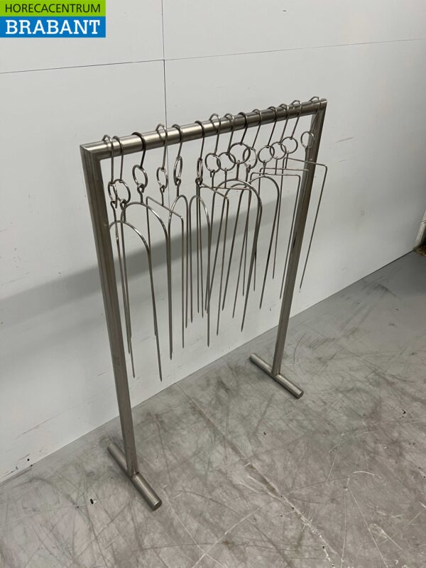 Support en acier inoxydable avec 14 crochets pour fumer 80 cm Restauration – Image 3
