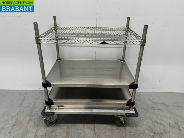 Chariot de service en acier inoxydable 2 étages 75 cm Horeca