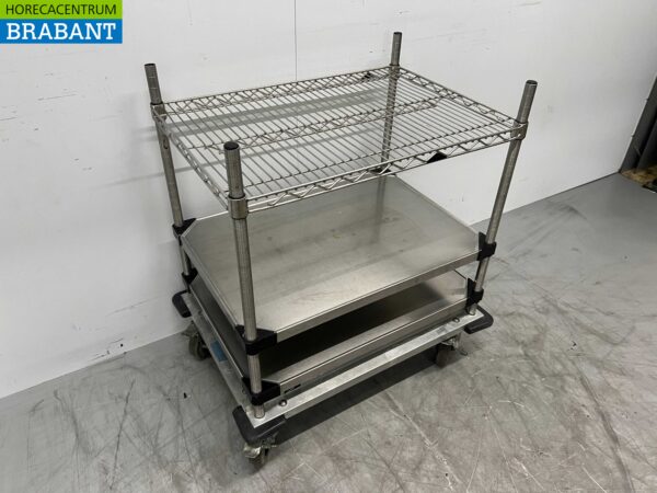 Chariot de service en acier inoxydable 2 étages 75 cm Horeca – Image 3