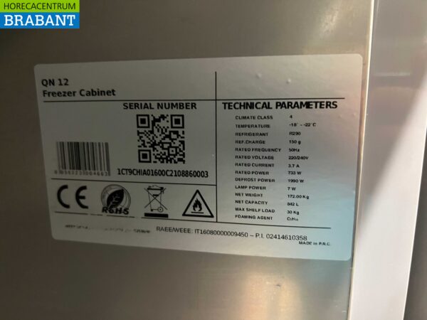 Acier inoxydable CoolHead Congélateur à deux portes Congélateur 1255 litres 230V Horeca – Image 5